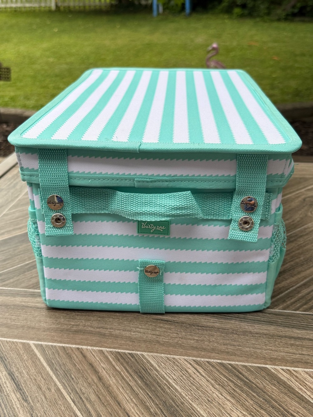 thirty-one Mint and White Striped Utility Organizer